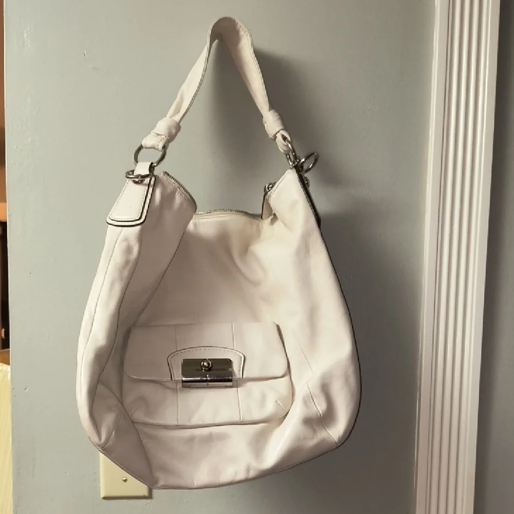 Coach White Leather Hobo Bag